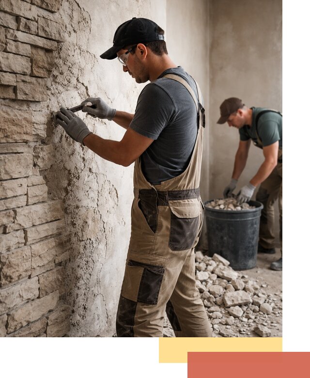 Демонтаж декоративного камня в дзержинском профессионально и безопасно