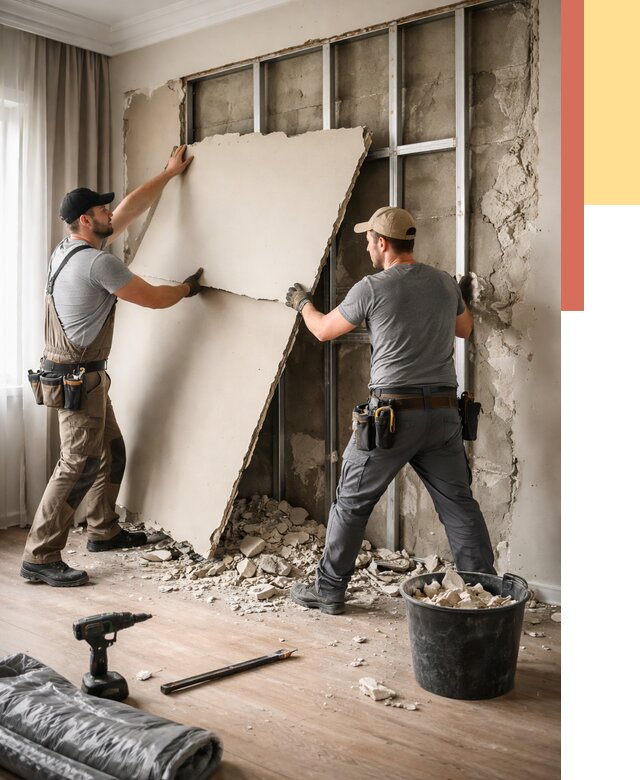 Демонтаж гипсокартона со стен в дзержинском от 358 руб. — услуги демонтажа | ОТДЕЛОЧНИК-Дзж