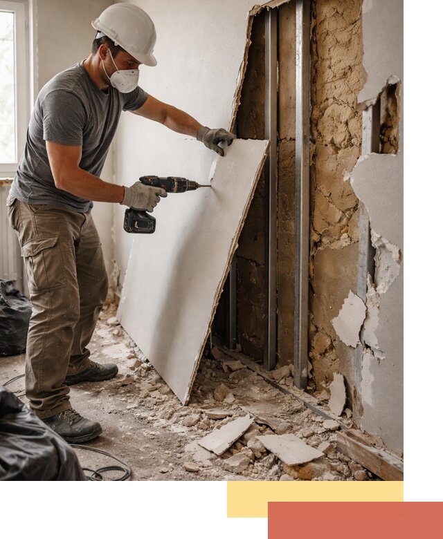 Демонтаж гипсокартона со стен в дзержинском качественно и быстро