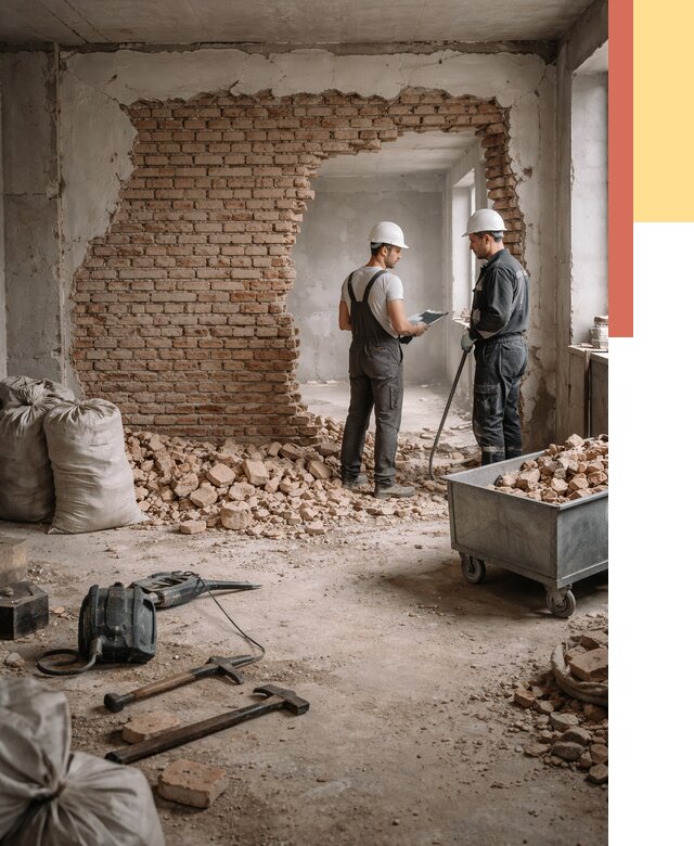 Демонтаж кирпичных стен в дзержинском от 4298 руб. — быстро, недорого, под ключ | ОТДЕЛОЧНИК-Дзж