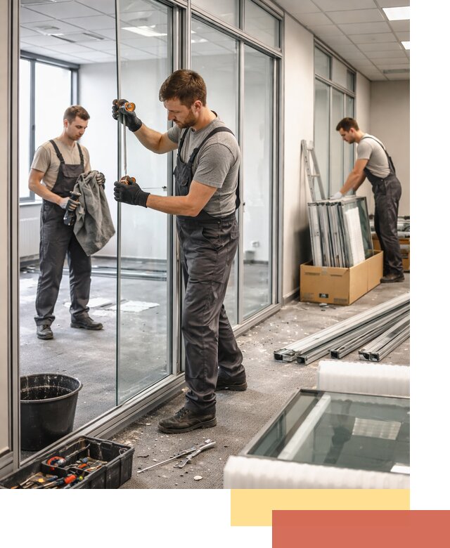 Демонтаж стеклянных перегородок в дзержинском быстро и безопасно