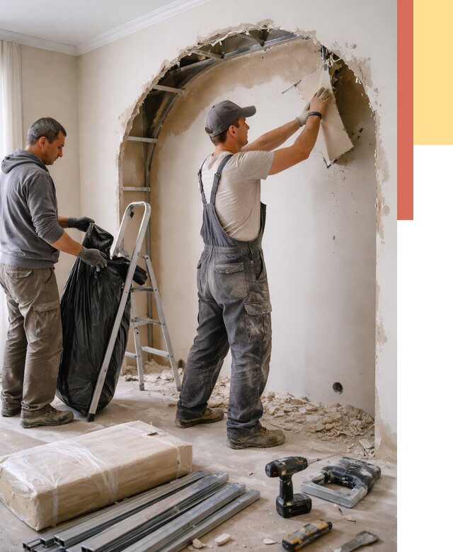 Демонтаж арки из гипсокартона в дзержинском от 3582 руб. — услуги под ключ | ОТДЕЛОЧНИК-Дзж