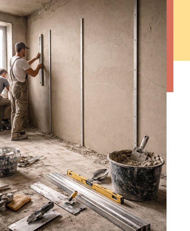 Штукатурка стен по маякам в дзержинском от 5629 руб./м² — выравнивание под ключ | ОТДЕЛОЧНИК-Дзж