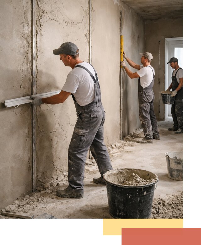 Штукатурка стен по маякам в дзержинском — точная и ровная поверхность