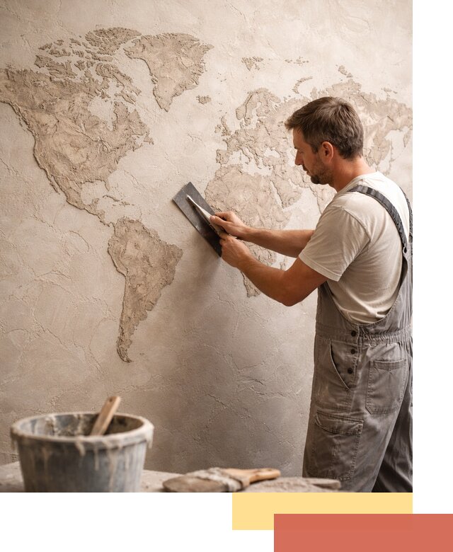 Декоративная штукатурка «Карта мира» под ключ в дзержинском