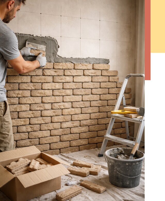 Монтаж декоративного кирпича в дзержинском от 3275 руб./м² — быстро и недорого | ОТДЕЛОЧНИК-Дзж