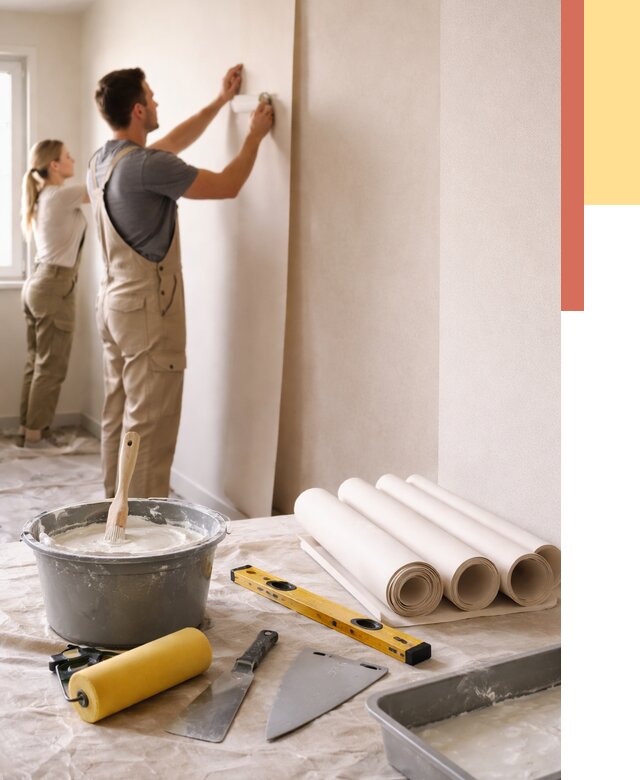 Поклейка бумажных обоев в дзержинском от 5629 руб./м2 — быстро и недорого | ОТДЕЛОЧНИК-Дзж