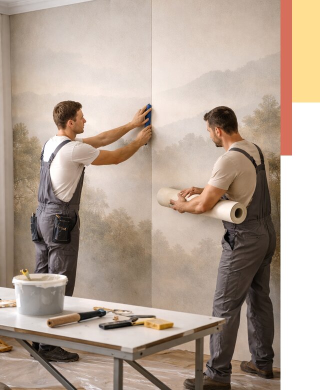 Поклейка фотообоев в дзержинском от 8699 руб/м² — быстро и недорого | ОТДЕЛОЧНИК-Дзж