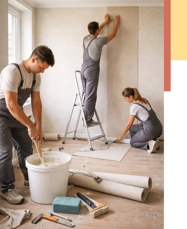 Оклейка стен обоями в дзержинском от 3582 руб/м2 — быстро и недорого | ОТДЕЛОЧНИК-Дзж