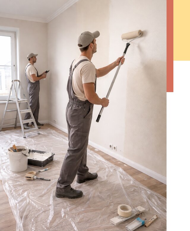 Покраска стен акриловой краской в дзержинском от 3582 руб./м² — быстро и недорого | ОТДЕЛОЧНИК-Дзж