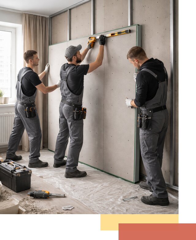 Шумоизоляция стен панелями ЗИПС в дзержинском для жилых и коммерческих помещений