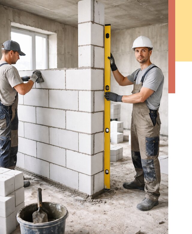 Кладка перегородок из пеноблока в дзержинском от 1842 руб. под ключ | ОТДЕЛОЧНИК-Дзж