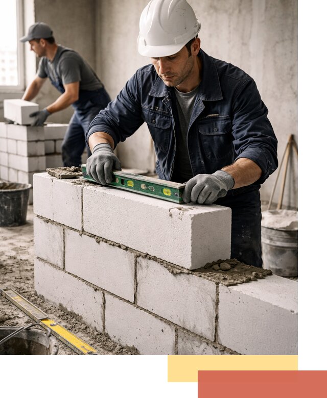 Кладка перегородок из пеноблока под ключ в дзержинском