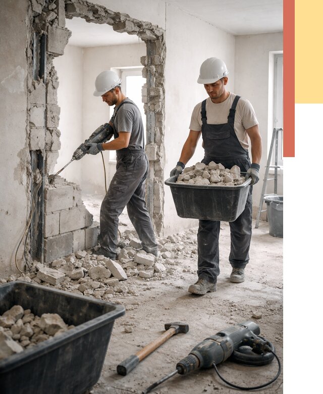 Демонтаж блоковых перегородок в дзержинском от 3838 руб. — быстро и недорого | ОТДЕЛОЧНИК-Дзж