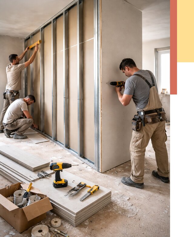 Монтаж однослойной перегородки из гипсокартона в дзержинском от 665 руб. | ОТДЕЛОЧНИК-Дзж