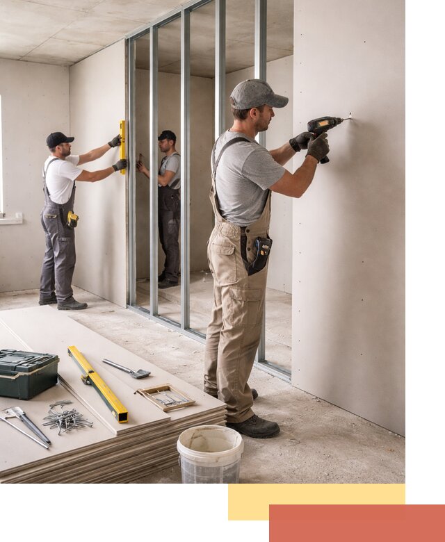 Однослойная перегородка из гипсокартона в дзержинском под ключ, монтаж и отделка