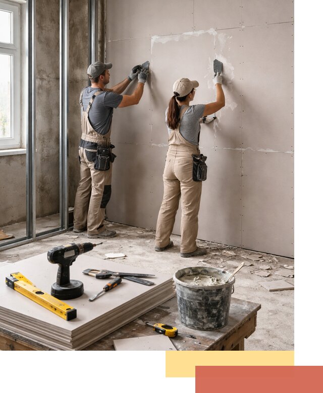 Монтаж двухслойной перегородки из гипсокартона в дзержинском