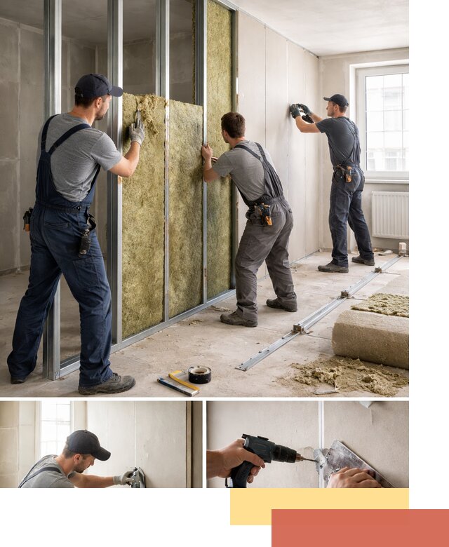 Перегородка из гипсокартона с шумоизоляцией в дзержинском — монтаж под ключ