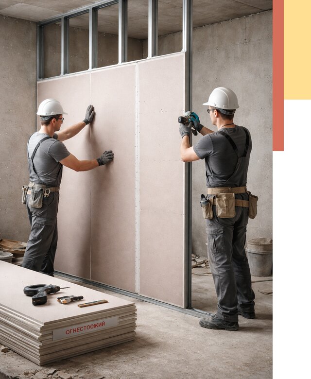Перегородка из огнестойкого гипсокартона в дзержинском от 1893 руб. под ключ | ОТДЕЛОЧНИК-Дзж