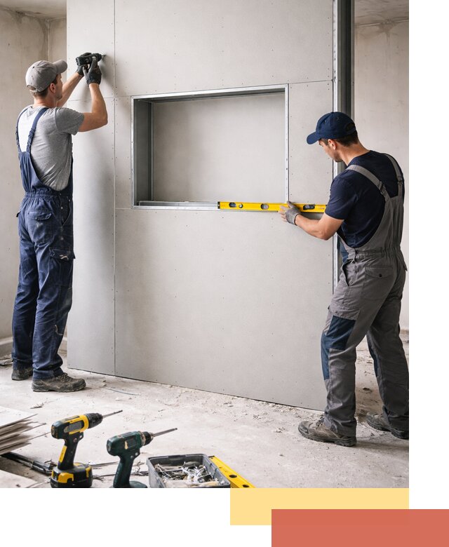 Перегородка из гипсокартона с нишей под декор в дзержинском