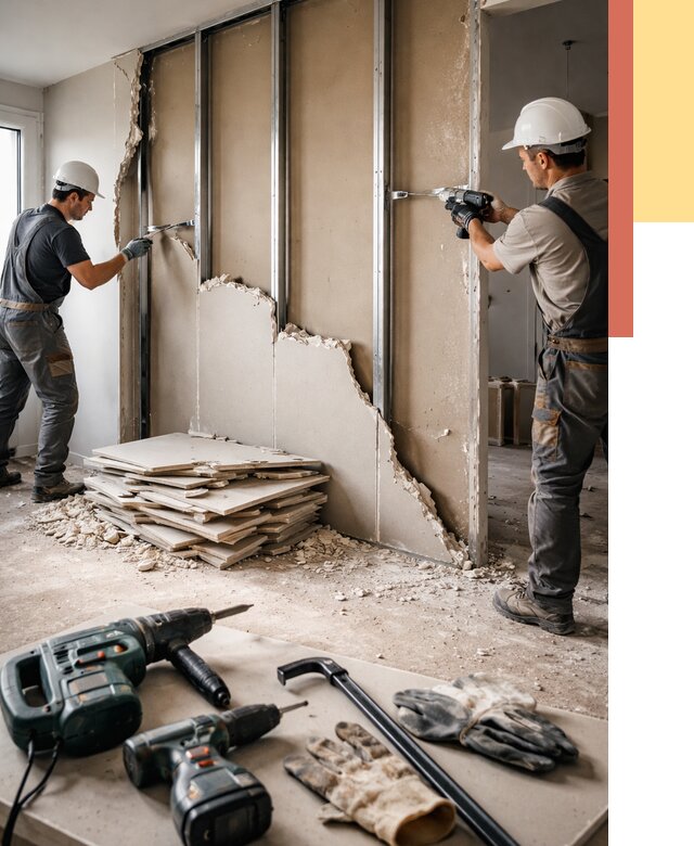 Демонтаж перегородки из гипсокартона в дзержинском от 1228 руб. быстро и недорого | ОТДЕЛОЧНИК-Дзж