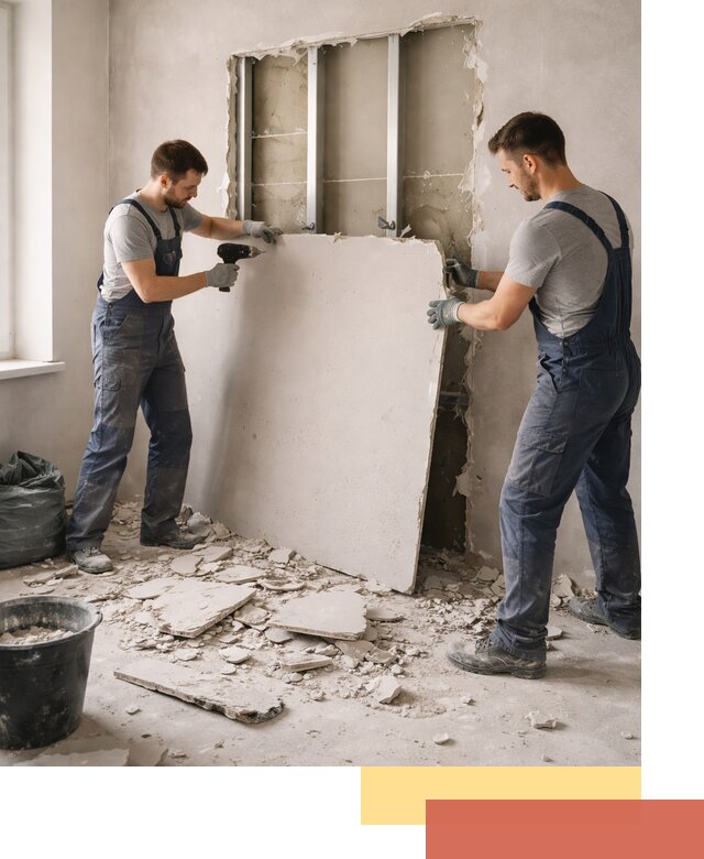 Демонтаж перегородки из гипсокартона в дзержинском быстрый и аккуратный