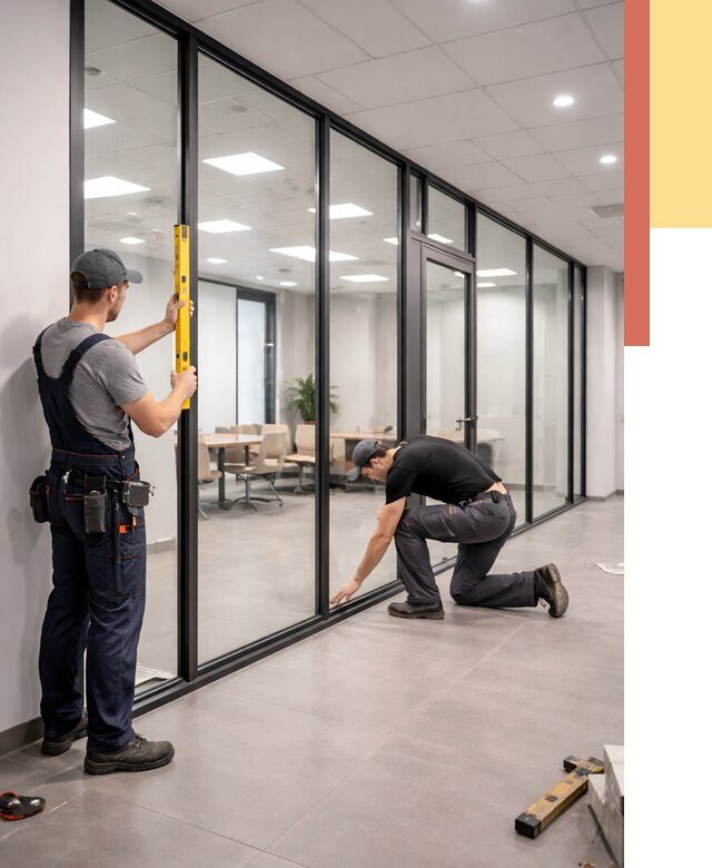 Каркасные стеклянные перегородки в дзержинском под ключ от 9415 руб. | ОТДЕЛОЧНИК-Дзж