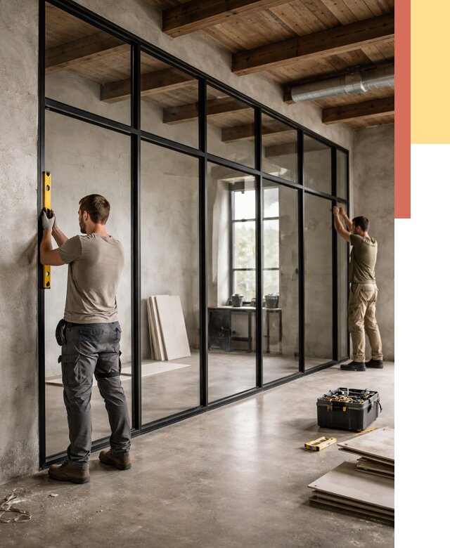 Стеклянные перегородки лофт в дзержинском от 10746 руб. под ключ | ОТДЕЛОЧНИК-Дзж