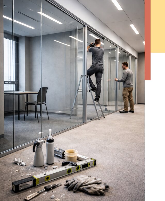 Стеклянные офисные перегородки в дзержинском от 8699 руб. — монтаж и установка | ОТДЕЛОЧНИК-Дзж