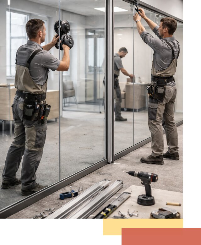 Стеклянные офисные перегородки под ключ в дзержинском