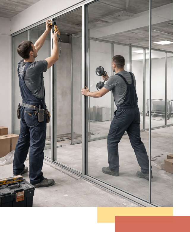 Алюминиевые перегородки со стеклом в дзержинском — изготовление и монтаж