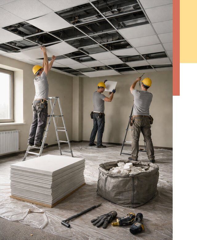 Демонтаж потолка Армстронг в дзержинском от 4605 руб. быстро и недорого | ОТДЕЛОЧНИК-Дзж