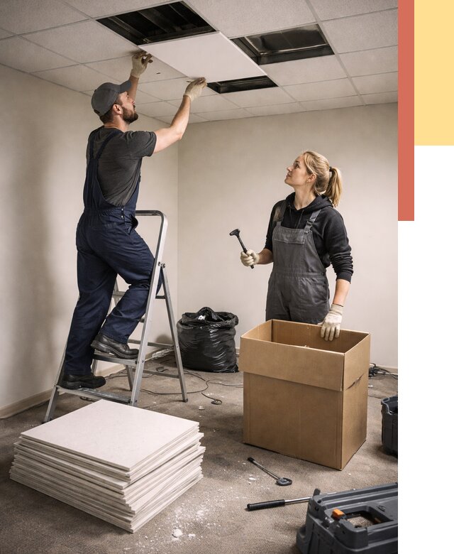 Демонтаж потолочной плитки в дзержинском от 4605 руб. быстро и недорого | ОТДЕЛОЧНИК-Дзж