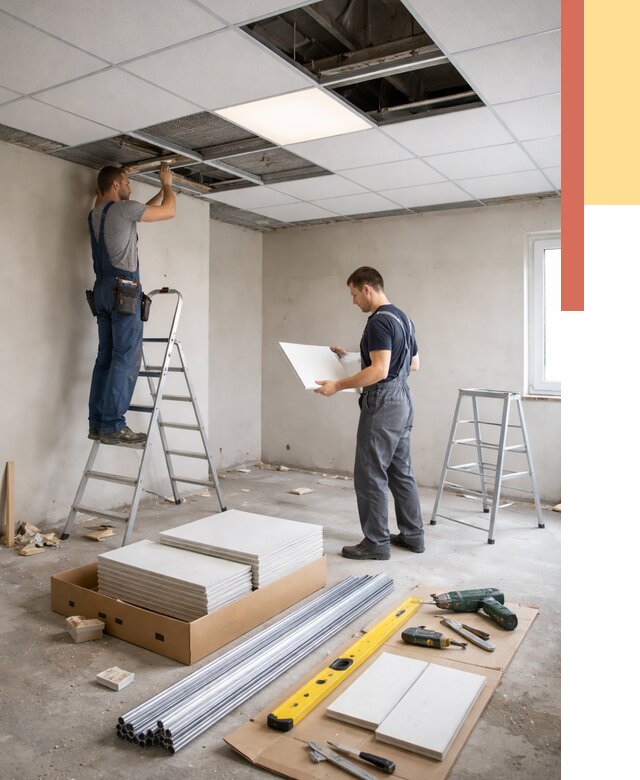 Монтаж потолка армстронг в дзержинском от 4605 руб/м2 — быстрая установка под ключ | ОТДЕЛОЧНИК-Дзж