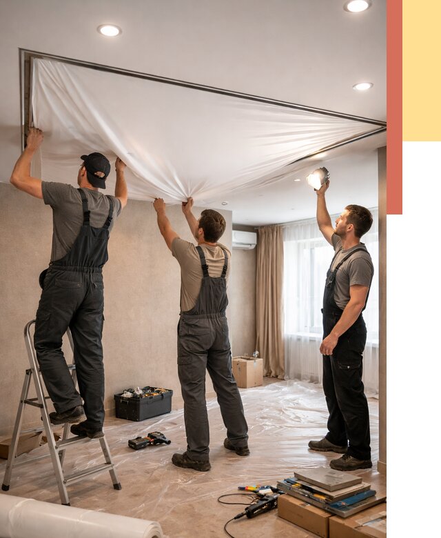 Монтаж ПВХ натяжного потолка в дзержинском от 3582 руб. под ключ | ОТДЕЛОЧНИК-Дзж