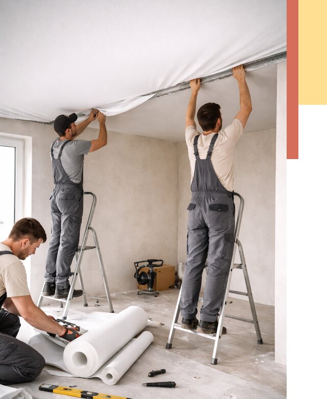 Монтаж тканевого натяжного потолка в дзержинском от 3582 руб. под ключ | ОТДЕЛОЧНИК-Дзж