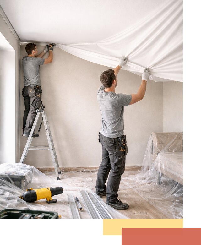 Монтаж тканевого натяжного потолка в дзержинском недорого и быстро