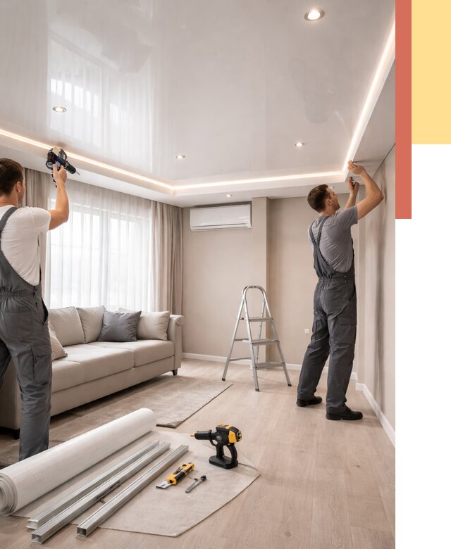 Монтаж глянцевого натяжного потолка в дзержинском от 768 руб. под ключ | ОТДЕЛОЧНИК-Дзж