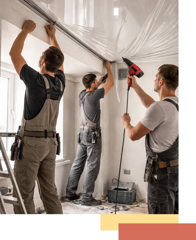 Монтаж глянцевого натяжного потолка в дзержинском быстро и качественно