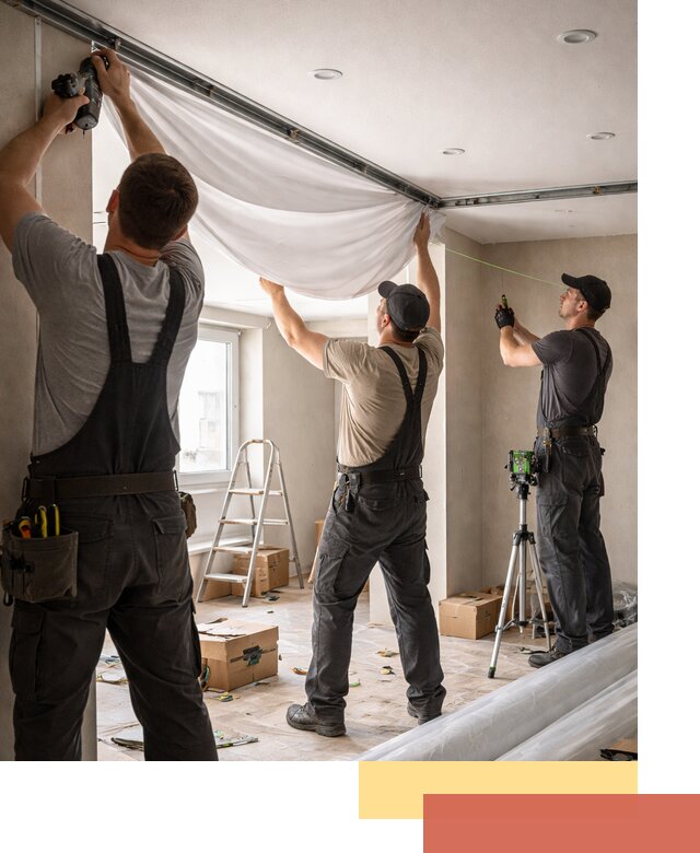 Монтаж парящего натяжного потолка под ключ в дзержинском