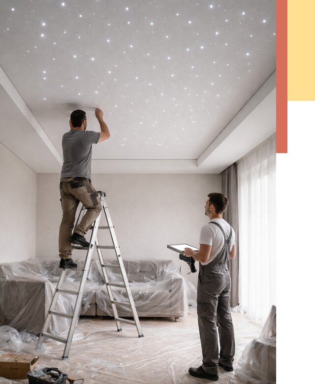 Монтаж натяжного потолка «звездное небо» в дзержинском от 6652 руб. | ОТДЕЛОЧНИК-Дзж