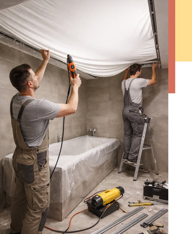 Монтаж натяжного потолка в ванной в дзержинском от 1228 руб. под ключ | ОТДЕЛОЧНИК-Дзж