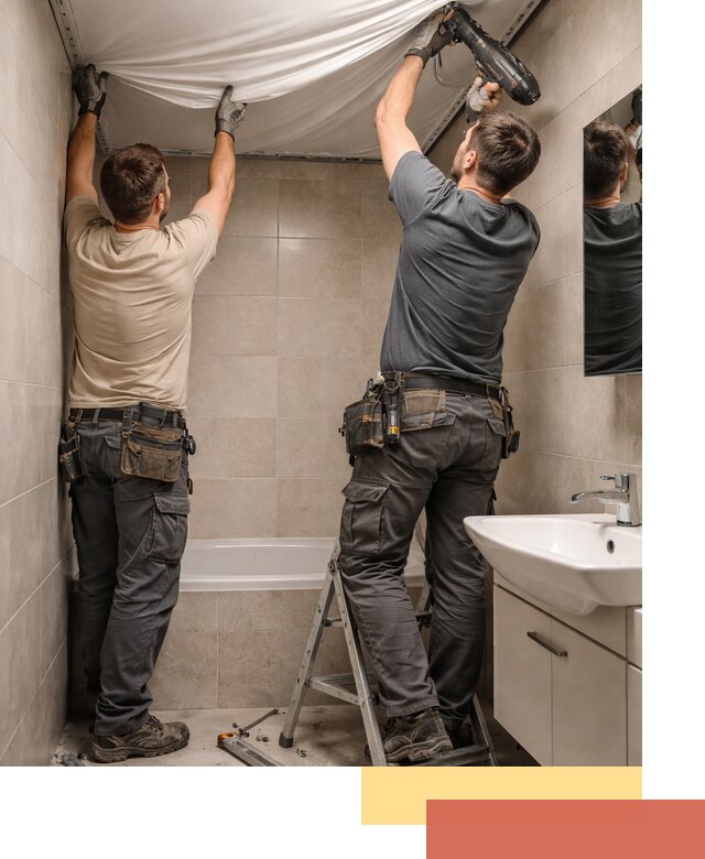 Монтаж натяжного потолка в ванной в дзержинском быстро и качественно