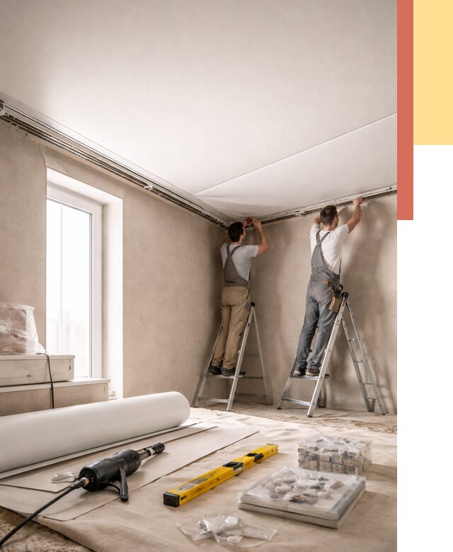 Монтаж натяжного потолка в спальне в дзержинском от 3889 руб. под ключ | ОТДЕЛОЧНИК-Дзж