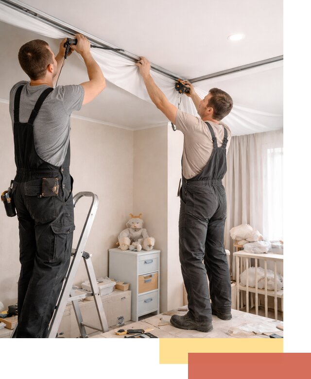 Монтаж натяжного потолка в детской комнате в дзержинском