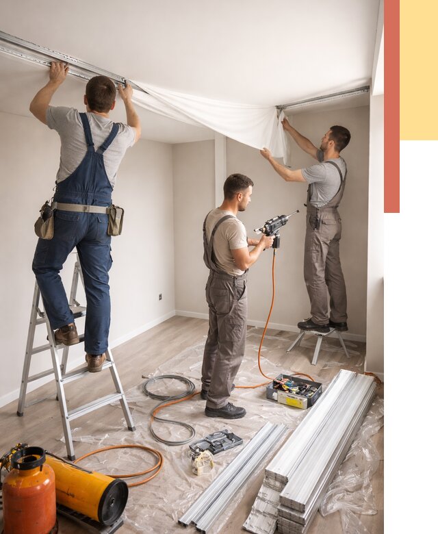 Монтаж натяжного потолка в студии в дзержинском от 5629 руб. — быстро и недорого | ОТДЕЛОЧНИК-Дзж