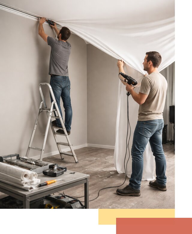 Монтаж натяжного потолка в студии в дзержинском