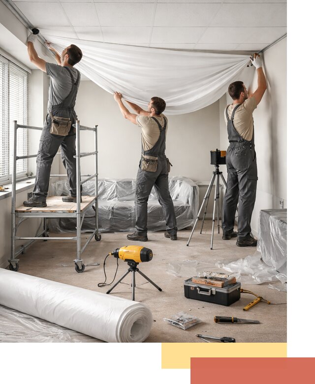 Монтаж натяжного потолка в офисе в дзержинском