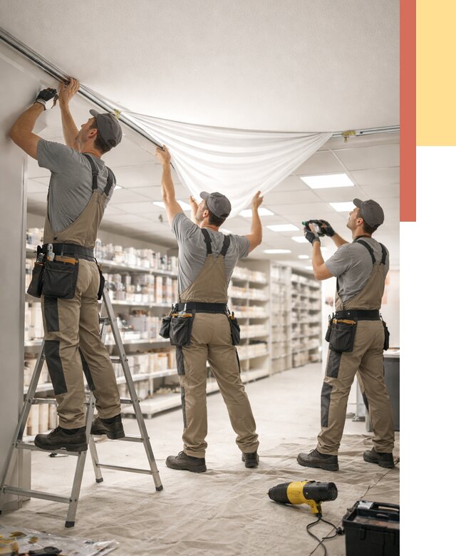 Монтаж натяжного потолка в магазине в дзержинском от 4605 руб. быстро и недорого | ОТДЕЛОЧНИК-Дзж