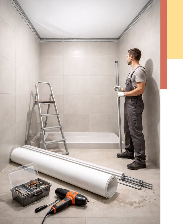 Монтаж натяжного потолка в санузле в дзержинском от 1893 руб. — ОТДЕЛОЧНИК-Дзж